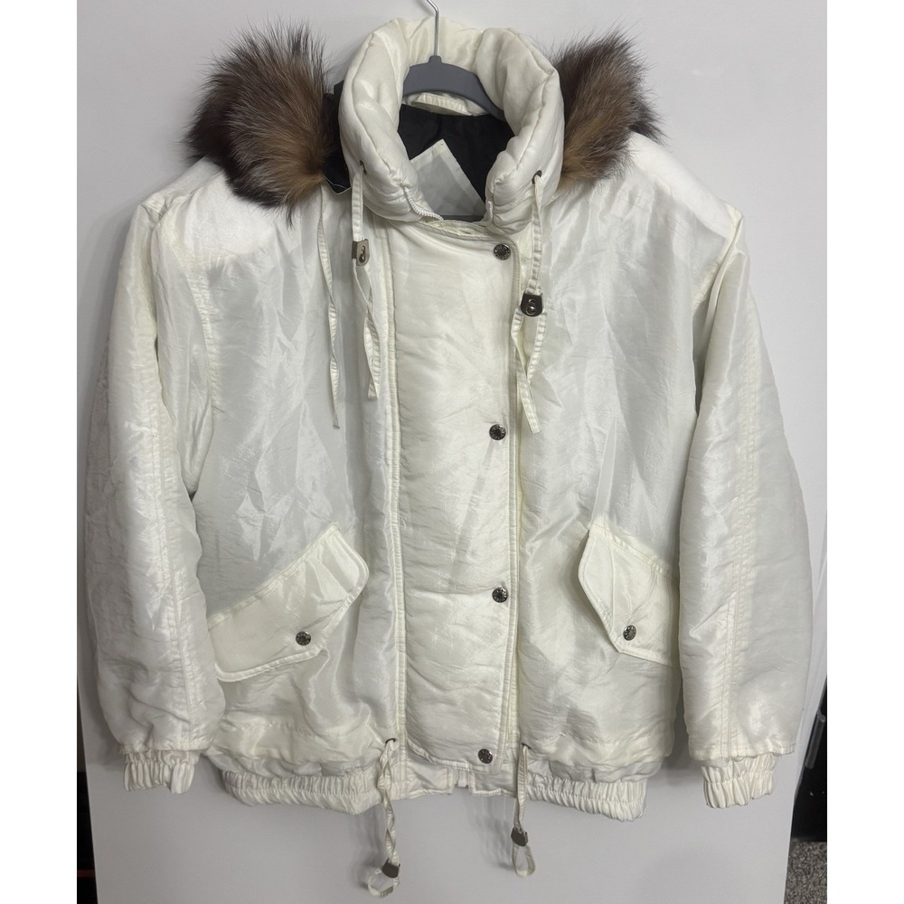 Vintage Innovations By Izzi Ski Jacket W/Genuine Fox Tail Fur  Very Rare White